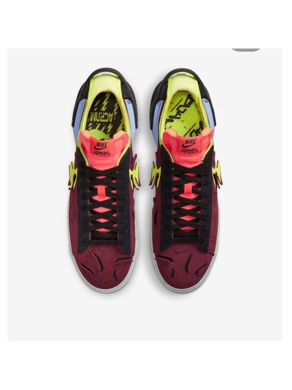 Nike Men's Burgundy and Neon Sneakers - Picture 2 of 12